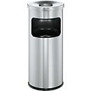 Pedestal ashtray with flame extinguishing head, silver metallic