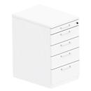 Pedestal BEXXSTAR, 4 drawers, utensil drawer, W 430 x D 600 x H 740 mm, white