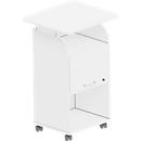 Pedestal móvil BEXXSTAR, 2 estantes, 1 compartimento con cerradura y asa, estante superior, ruedas giratorias, ancho 700 x fondo 630 x alto 1130 mm, madera, blanco