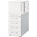 Pedestal Schäfer Shop Genius con mueble superior incl. puerta corredera, con cierre completo, tirador cuadrado, blanco