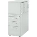 Pedestal Schäfer Shop Genius con mueble superior incl. puerta corredera, con cierre completo, tirador redondo, gris claro