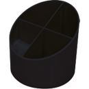 Pen holder Helit The Green Cross, 4 compartments, Ø 110 x H 105 mm, recycled plastic, black