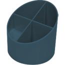 Pen holder Helit The Green Cross, 4 compartments, Ø 110 x H 105 mm, recycled plastic, blue