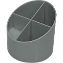 Pen holder Helit The Green Cross, 4 compartments, Ø 110 x H 105 mm, recycled plastic, light grey