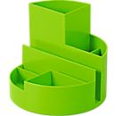 Pencil box MAUL MAUL round box, 6 compartments incl. note &amp; letter compartment, Ø 140 x H 125 mm, ABS plastic, green