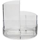 Pencil holder MAUL MAUL round box, 6 compartments incl. note &amp; letter compartment, Ø 140 x H 125 mm, ABS plastic, crystal clear
