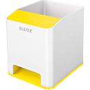 Penhouder Leitz WOW Sound, 1 compartiment, Smartphone compartiment met geluidsversterking, wit/geel