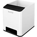 Penhouder Leitz WOW Sound, 1 compartiment, Smartphone compartiment met geluidsversterking, wit/zwart
