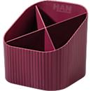 Pennenhouder HAN Karma, 4 vakken van verschillende hoogte, B 111 x H 105 x D 111 mm, gerecycleerde kunststof, rood