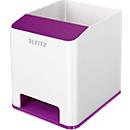 Pennenhouder Leitz WOW Sound, 1 compartiment, Smartphone-compartiment met geluidsversterking, wit/violet