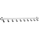 Perchero de aluminio, 10 ganchos individuales, anchura 1000 mm, plata mate, D/H 90 × 90 mm, aprox. 1,5 kg