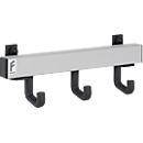 Perchero de aluminio, 3 ganchos individuales, anchura 300 mm, plata mate, D/H 90 × 90 mm, aprox. 1,0 kg