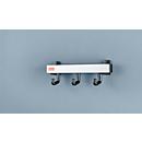 Perchero de aluminio, 3 ganchos individuales, anchura 300 mm, plata mate, D/H 90 × 90 mm, aprox. 1,0 kg
