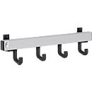 Perchero de aluminio, 4 ganchos individuales, anchura 400 mm, plata mate, D/H 90 × 90 mm, aprox. 1,0 kg