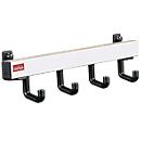 Perchero de aluminio, 4 ganchos individuales, anchura 400 mm, plata mate, D/H 90 × 90 mm, aprox. 1,0 kg