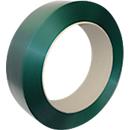 PET KU ruban en polyester, L 1200 m x l 15,5 mm, épaisseur 0,9 mm, Ø mandrin 406 mm, jusqu'à 555 kg, 100 % matériau recyclé, vert, gaufré