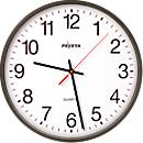 PEWETA kwarts wandklok met stil uurwerk Ø 250 mm, zwarte kunststof behuizing, 1,5 V batterijvoeding
