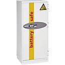 Phoenix Battery Commander BS1932E, opbergkluis voor accu's, B 690 × D 650 × H 1685 mm, brandbeveiligd, temperatuurweergave, meervoudige vergrendeling, 3 zware legborden, elektronisch sleutelslot