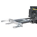 Pince à fûts BAUER FK-lI, acier, capacité de charge de 1000 kg, pour fûts de 200 l, L 1230 x P 1320 x H 165 mm, galvanisé