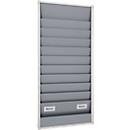 Planificateur d'atelier Eichner, 2 voies, 10 rails, pour jusqu'à 20 pochettes de commande au format A4, L 554 x H 1282 mm, plastique, gris