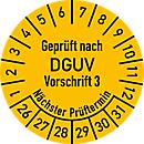 Plaquette de contrôle moedel DGUV V3 2026-2031, film, jaune, Ø 20 mm - 500 pièces/rouleau, résistant à l'eau