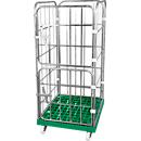 Plastic rolling table top with 2 side racks, green RAL6024