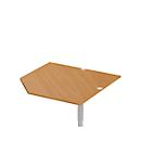 Plateau angulaire système CAD ERGO-T 2.0, avec pied support, L 1200 x P 1200/800 x H 718-898 mm, hêtre/aluminium blanc