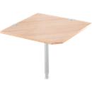 Plateau d'angle 90° avec pied, l. 900 x P 900 mm, cerisier Romana/alu blanc