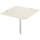 Plateau d'angle 90° avec pied, l. 900 x P 900 mm, coloris érable/alu blanc