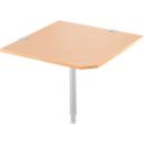 Plateau d'angle 90° avec pied, l. 900 x P 900 mm, coloris hêtre/alu blanc