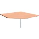 Plateau de travail pour PC ALICANTE, l. 1225 x P 1225 mm, avec pied, hauteur ajustable, coloris hêtre