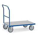 Plattformwagen fetra®, Schiebebügel, Lenk- & Bockrollen, bis 600 kg, Ladefläche aus Hart-PVC mit L 1000 x B 700 mm