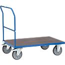 Plattformwagen fetra®, Schiebebügel, Lenk- & Bockrollen, bis 600 kg, Ladefläche aus Sperrholz, L 1200 x B 800 mm