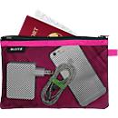 Pochette Leitz WOW Traveller à fermeture éclair, pochette transparente en filet et compartiment opaque, taille L, rose