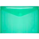 Pochettes porte documents transparentes en PP FolderSys, à fermeture par velcro, format A4 paysage, vert, 10 pièces