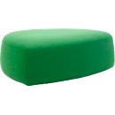 Poef GOGO Leyform, groot, ovaal, B 1240 x D 1090 x H 440 mm, met glijders, stoffen bekleding,groen