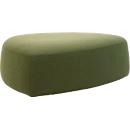Poef GOGO Leyform, groot, ovaal, B 1240 x D 1090 x H 440 mm, met glijders, stoffen bekleding, mosgroen