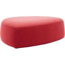 Poef GOGO Leyform, groot, ovaal, B 1240 x D 1090 x H 440 mm, met glijders, stoffen bekleding, rood