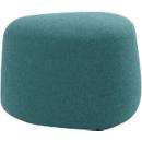 Polstermöbel Leyform GOGO Pouf, klein, oval, B 550 x T 515 x H 440 mm, mit Gleitern, Stoffbezug, petrol