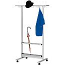 Portant mobile, l. 1060 x H 1700 mm, avec 20 crochets pour manteaux et 10 pour chapeaux