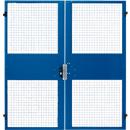 Porte à deux battants, pour système de cloison grillagée, l. 2000 x H 2070 mm, bleu