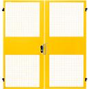 Porte à deux battants, pour système de cloison grillagée, l. 2000 x H 2070 mm, jaune