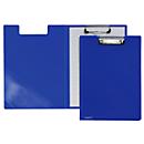 Porte-bloc A4, clip avec coins en plastique, pochette transparente triangulaire à l'intérieur, PP, bleu