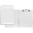 Porte-bloc double VELOFLEX, format A4, plastique, avec œillet de suspension, avec pochette d'insertion, blanc