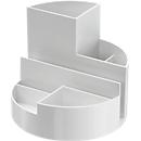 Porte-crayons MAUL Boîte ronde MAUL eco, 6 compartiments dont un pour les notes et les lettres, Ø 140 x H 125 mm, 90 % plastique recyclé, blanc