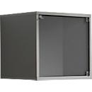 Porte en verre pour étagère en cube, alu argent