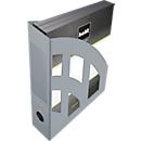 Porte-revues "The Green Bridge" Helit, en plastique recyclé, pour formats A4-C4, dos 78 mm gris clair, 4 pièces