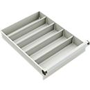 Porte-tiroirs Treston, 4 x séparateurs transversaux 375 mm, pour tiroirs 45 avec hauteur 100 mm, acier, gris clair