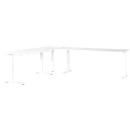 Porto hoekbureau, mechanisch in hoogte verstelbaar, C-poot, incl. aanbouwtafel met steunpoot, B 1400/1800 x D 2200 x H 680-910 mm, wit/wit