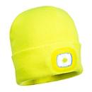 Portwest Bonnet LED B029, luminosité 150 lm, jusqu'à 15 m, jusqu'à 4 h, rechargeable, USB, épaisseur de tricot 9, tissu acrylique, jaune, 1 pièce